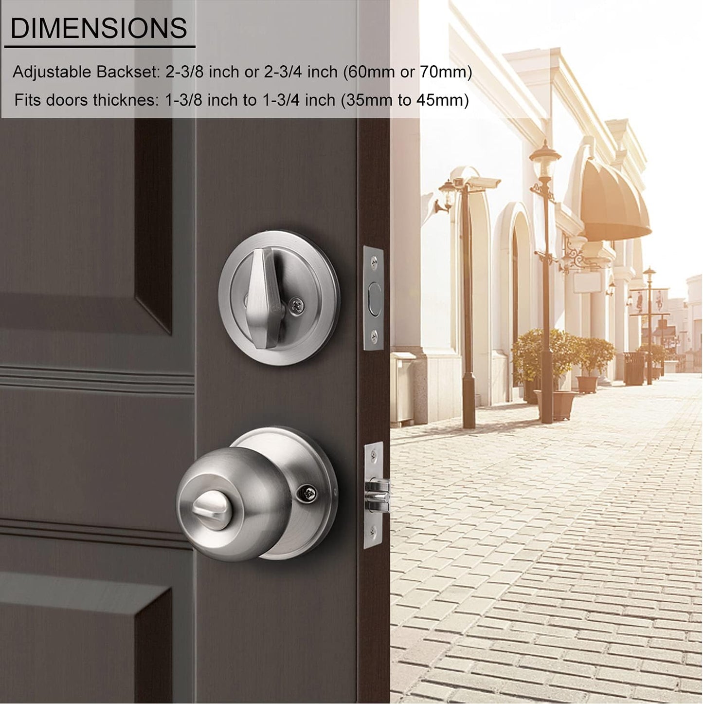 4 Pack All Keyed Same Entry Door Knobs with Single Cylinder Deadbolt for Exterior Front Door, Satin Nickel Finish, Keyed Alike