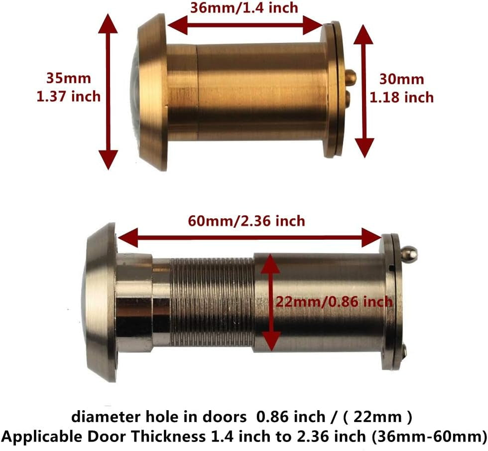 Safety Door Viewer,Solid Brass 220-Degree Door Viewer/Peephole with Heavy Duty Rotating Privacy Cover Doors, Durable Door Viewer for Home Office Hotel (Silver) 22Mm