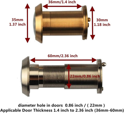 Safety Door Viewer,Solid Brass 220-Degree Door Viewer/Peephole with Heavy Duty Rotating Privacy Cover Doors, Durable Door Viewer for Home Office Hotel (Silver) 22Mm