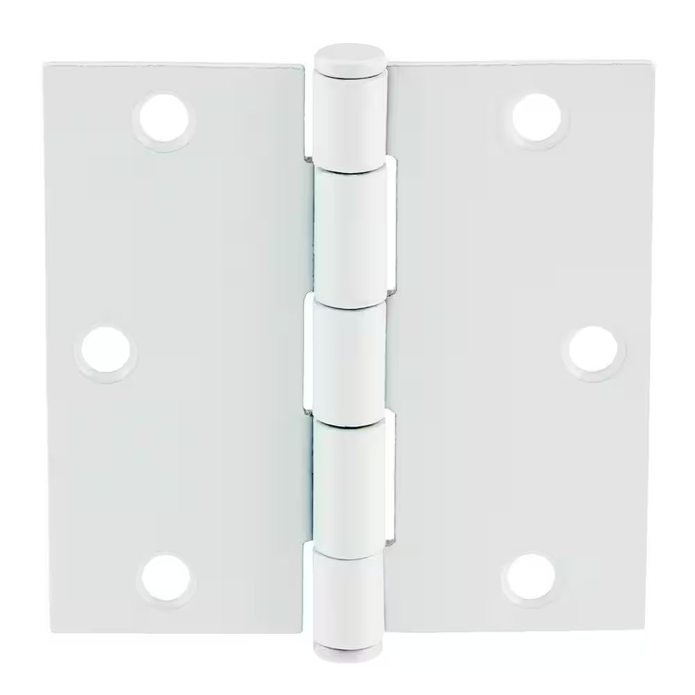 3-1/2 In. Square Radius White Squeak-Free Door Hinge