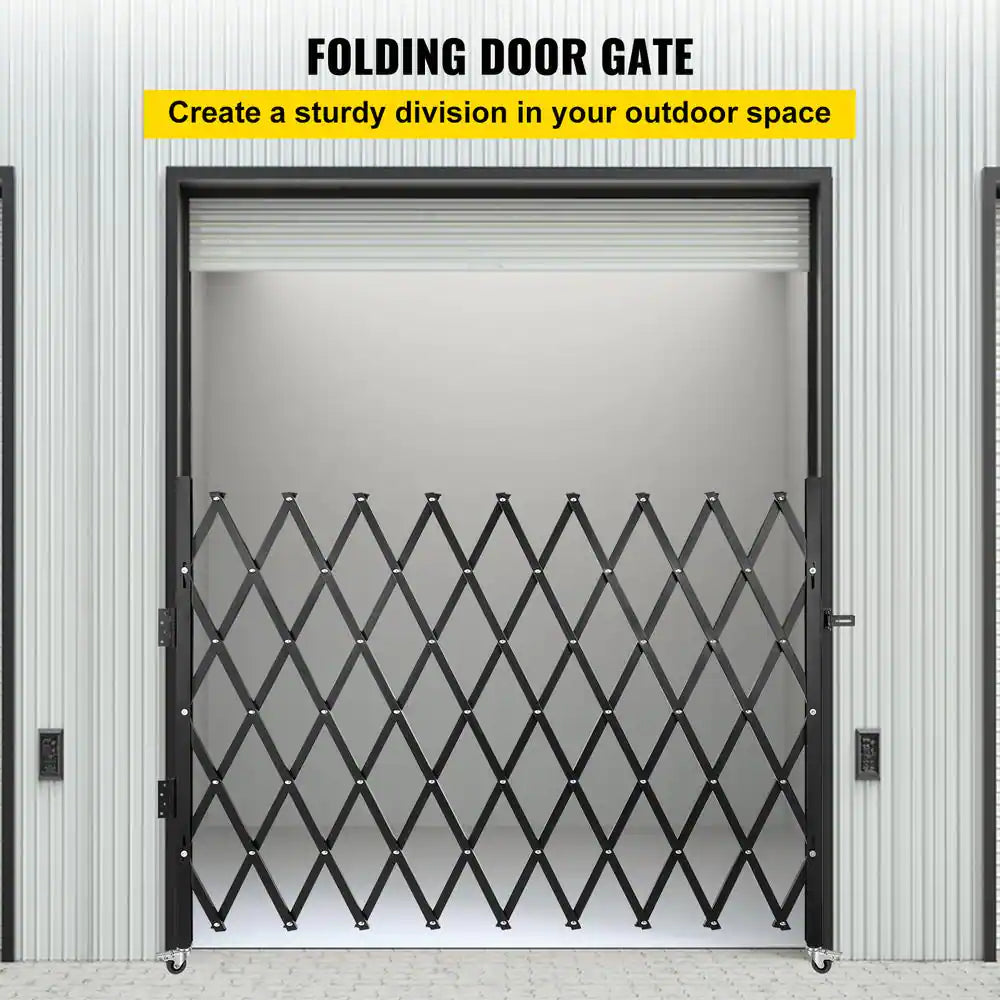 Single Folding Security Gate 51.57 In. H X 74 In. W Steel Accordion Fold Door Gate with Padlock Garden Fence