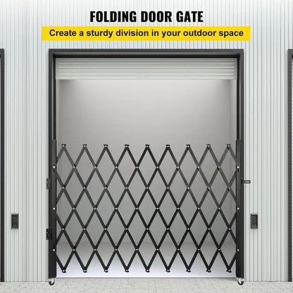 Single Folding Security Gate 51.57 In. H X 74 In. W Steel Accordion Fold Door Gate with Padlock Garden Fence