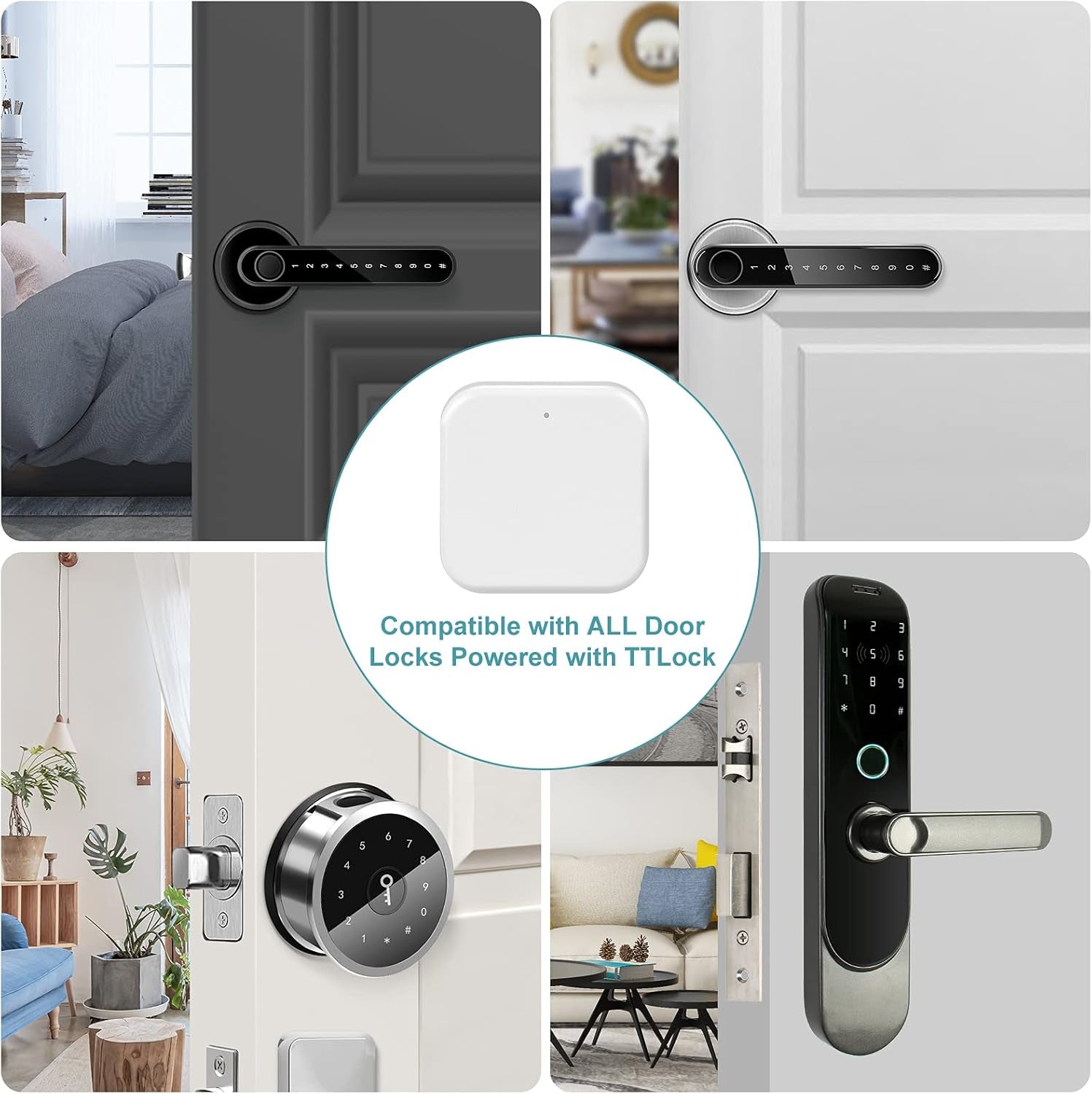 Smart Door Lock Wifi, Bluetooth Keyless Entry Door Lock Deadbolt Wi-Fi Bridge, Remotely Control Keypad Smart Deadbolt Wifi Hub Work with TT Lock APP and Alexa