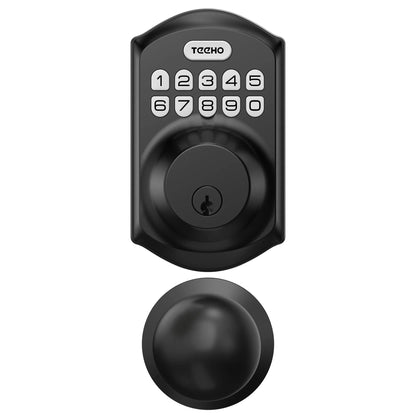 Keyless Entry Door Lock with 2 Knobs ‎Set, Keypad Deadbolt Smart Door Locks, Electronic Digital Lock for Home Front Door Easy Installation-Matte Black