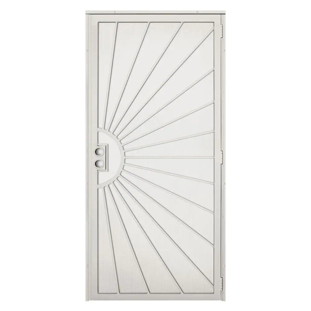 36 In. X 80 In. Solana Navajo White Surface Mount Outswing Steel Security Door with Perforated Metal Screen