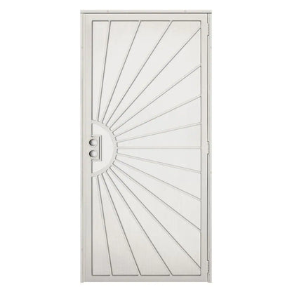 36 In. X 80 In. Solana Navajo White Surface Mount Outswing Steel Security Door with Perforated Metal Screen