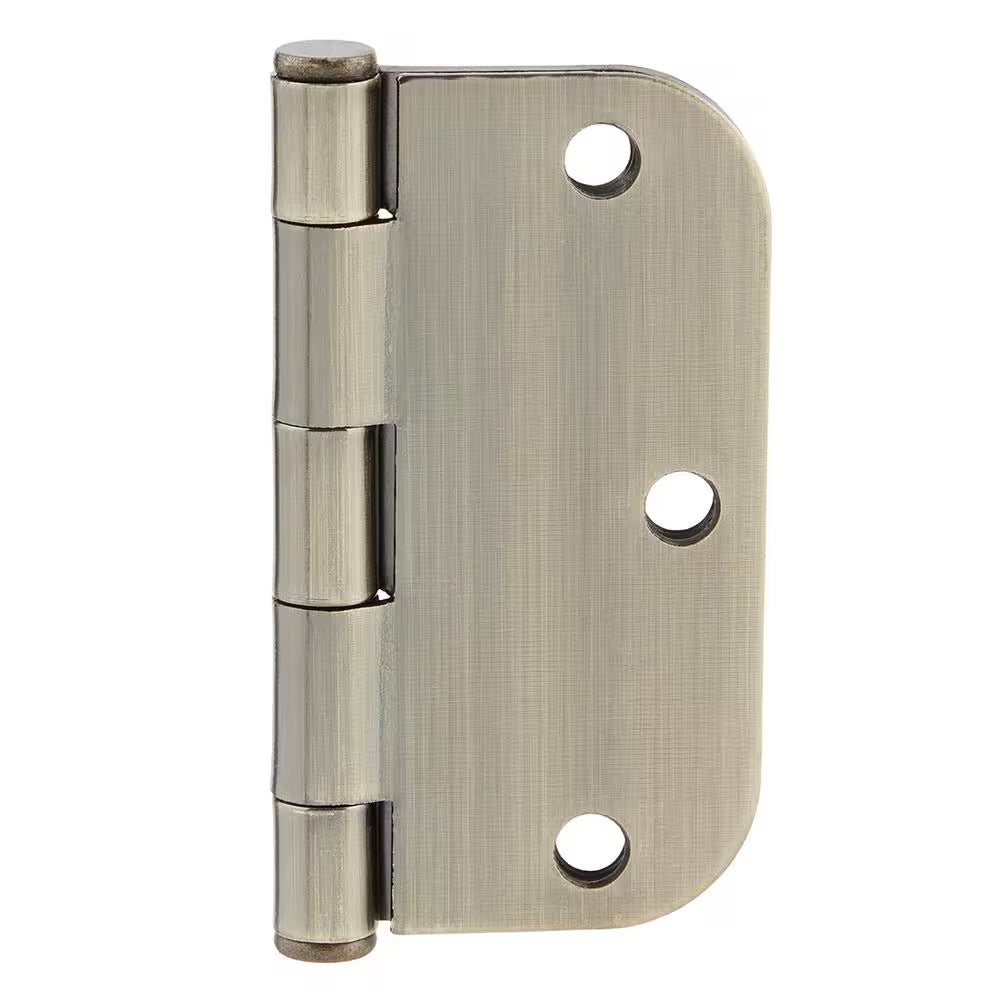 3-1/2 In. X 5/8 In. Radius Antique Brass Squeak-Free Door Hinge