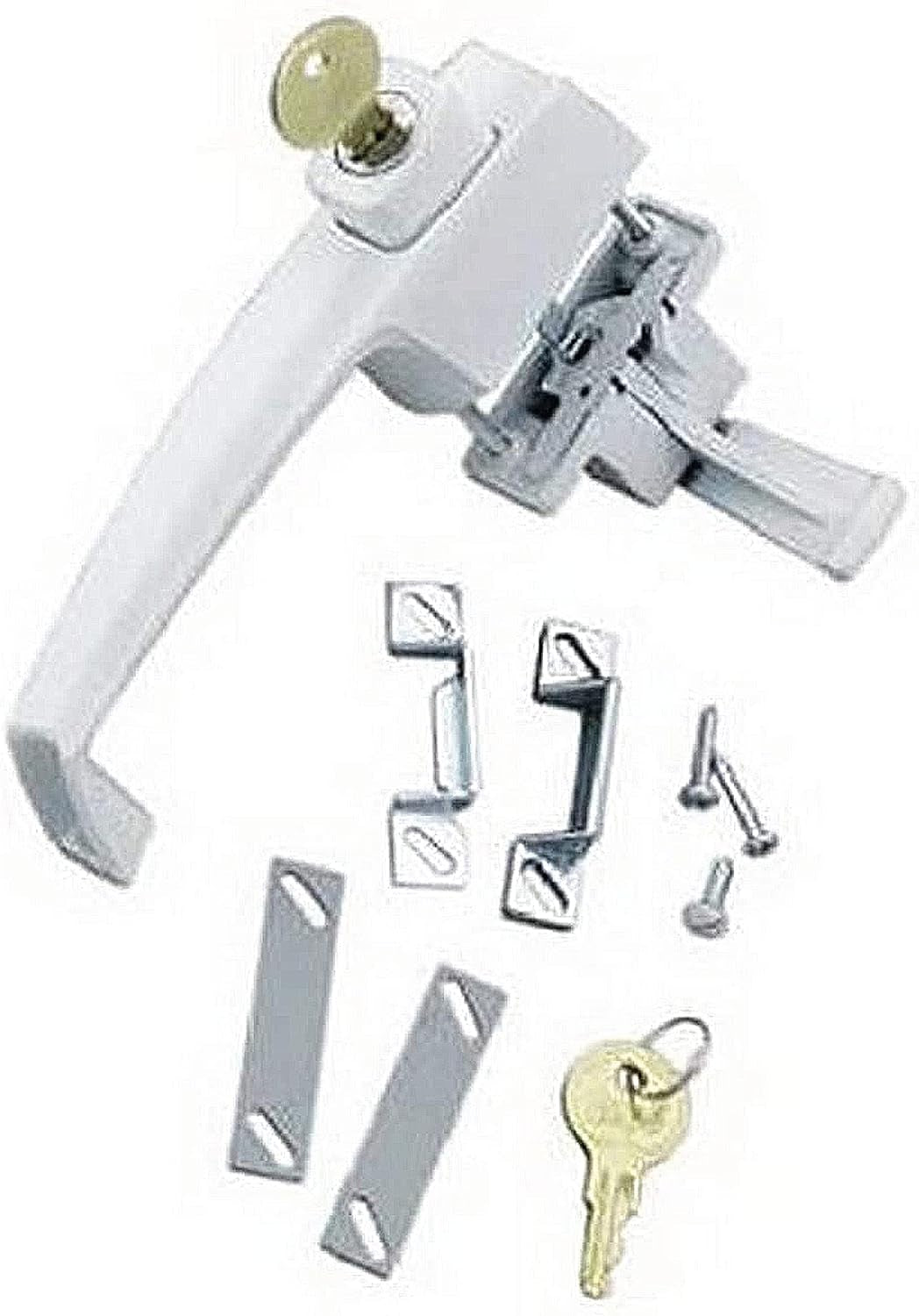 - Tie down Keyed Push Button Door Latch for Screen and Storm Doors, White