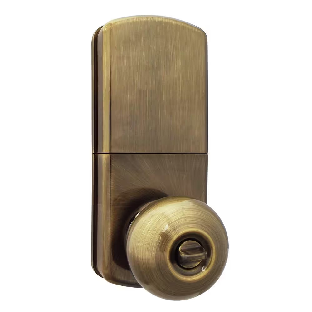 Antique Brass Touch Pad Electronic Entry Door Knob