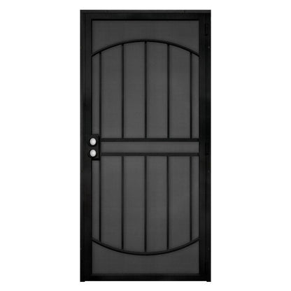 36 In. X 80 In. Arcada Black Surface Mount Outswing Steel Security Door with Expanded Metal Screen