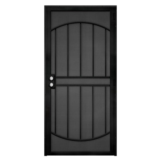 36 In. X 80 In. Arcada Black Surface Mount Outswing Steel Security Door with Expanded Metal Screen