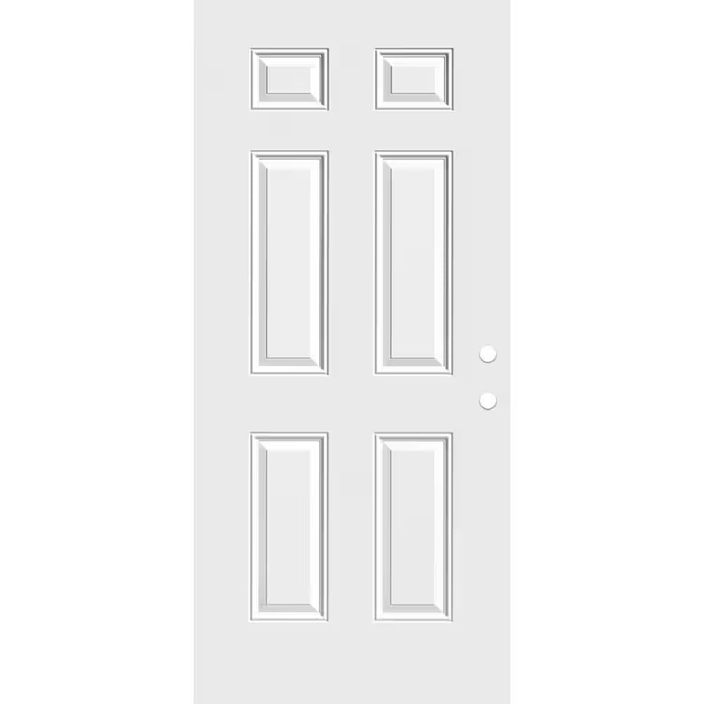 36 In. X 80 In. Premium 6-Panel Primed Steel Front Door Slab