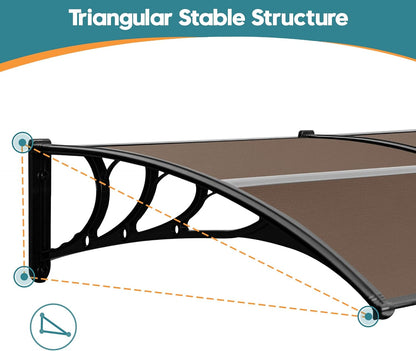 40"X80" Window Awning Outdoor Polycarbonate Front Door Patio Cover Garden Canopy 6055-4080(Dark Brown)