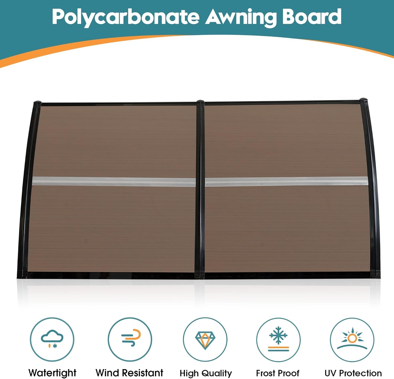 40"X80" Window Awning Outdoor Polycarbonate Front Door Patio Cover Garden Canopy 6055-4080(Dark Brown)