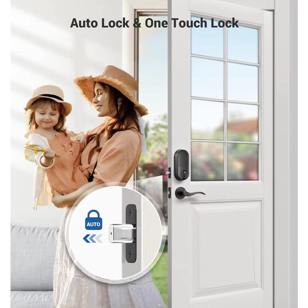 Smart Lock, Fingerprint Door Lock, 7-In-1 Keyless Entry Door Lock with App Control, Electronic Touchscreen Keypad