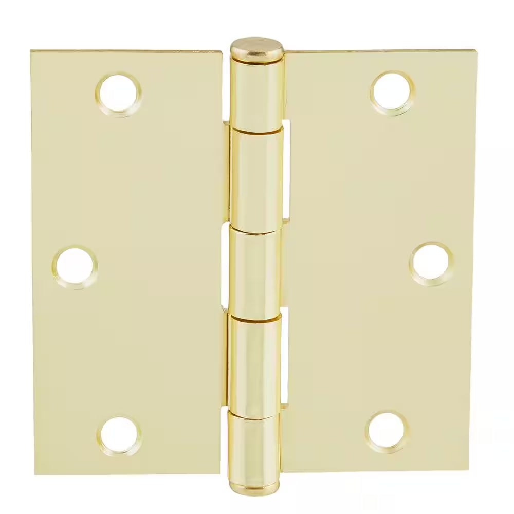 3-1/2 In. Square Radius Bright Brass Squeak-Free Door Hinge