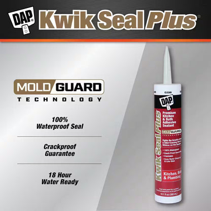 Kwik Seal plus 10.1 Oz. Clear Premium Kitchen and Bath Siliconized Caulk