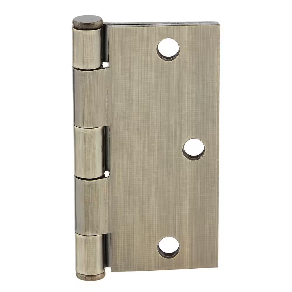 3-1/2 In. Square Radius Antique Brass Squeak-Free Door Hinge