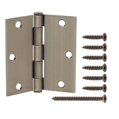 3-1/2 In. Square Radius Antique Brass Squeak-Free Door Hinge