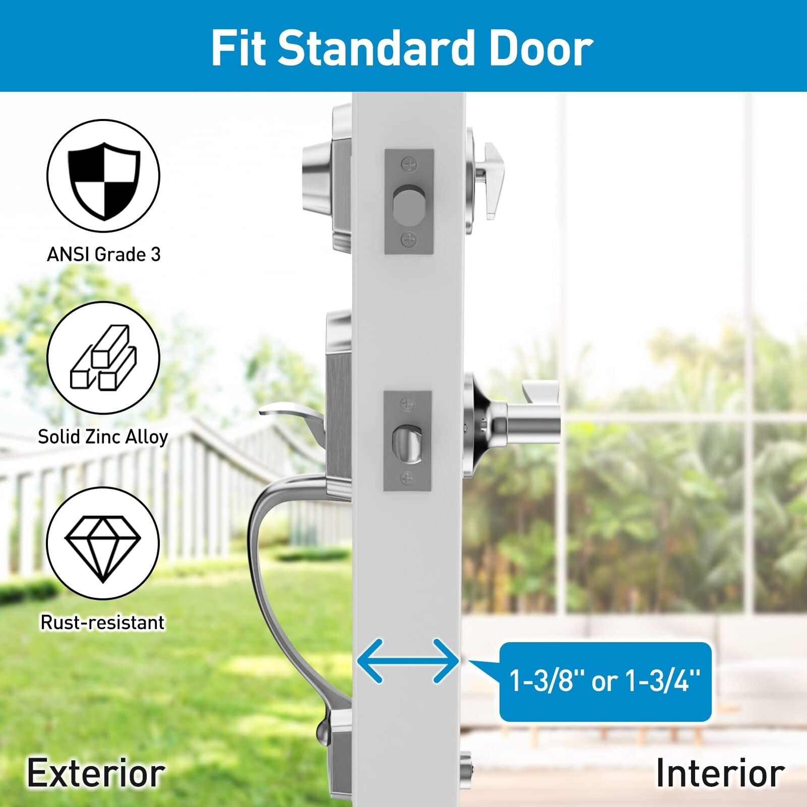 HOSOM Front Door Handle Set Exterior Door Lock Set with Deadbolt Single Cylind